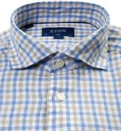 ETON Hemd 1000/02066/ Slim Fit, Reines Leinen, Weiß-blau kariert, Weiß-blau -hemdenverkauf 368865 norm2