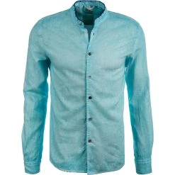 BOB Hemd KOREA450 T/C/turchese Leinen-Baumwolle, Türkis meliert