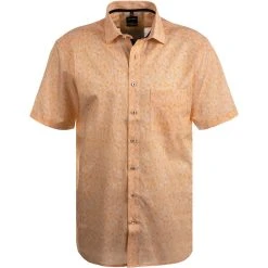 OLYMP Luxor Modern Fit 1211/72/91 Kurzarmhemd, Popeline, Orange-weiß gemustert, Orange