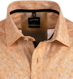 OLYMP Luxor Modern Fit 1211/72/91 Kurzarmhemd, Popeline, Orange-weiß gemustert, Orange -hemdenverkauf 368960 norm2