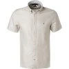 Tommy Hilfiger Hemd MW0MW17623/AF1 Kurzarmhemd, Slim Fit, Baumwolle-Leinen, Greige, Sand