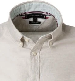 Tommy Hilfiger Hemd MW0MW17623/AF1 Kurzarmhemd, Slim Fit, Baumwolle-Leinen, Greige, Sand -hemdenverkauf 368990 norm2