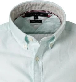 Tommy Hilfiger Hemd MW0MW17623/L4T Kurzarmhemd, Slim Fit, Baumwolle-Leinen, Mintgrün, Hallmintgrün -hemdenverkauf 368992 norm2