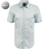 BOSS Hemd Ronn 50453012/452 Kurzarmhemd, Slim Fit, Leinen-Stretch atmungsaktiv, Pastellblau