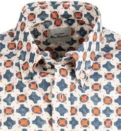 Ben Sherman Hemd 0063413/023 Kurzarmhemd, Regular Fit, Baumwolle, Creme-blau-orange -hemdenverkauf 369161 norm2