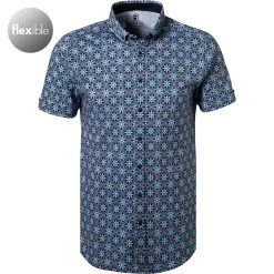 DESOTO Hemd Modern B.D. 41231-3/332 Kurzarmhemd, Jersey, Blau gemustert , Blau