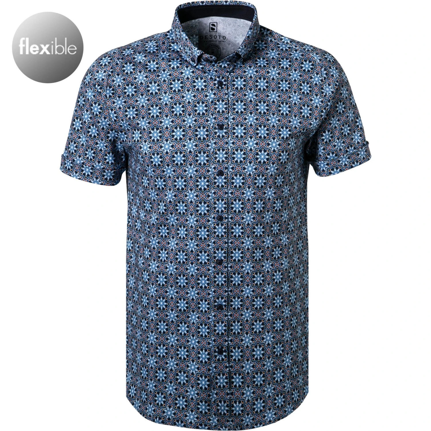 DESOTO Hemd Modern B.D. 41231-3/332 Kurzarmhemd, Jersey, Blau gemustert , Blau 1 DESOTO Hemd Modern B.D. 41231-3/332 Kurzarmhemd, Jersey, Blau gemustert , Blau