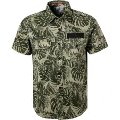 Replay Hemd M4061.000.700/010 Kurzarmhemd, Baumwolle, Grün gemustert, Grün