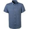 van Laack Hemd Slim Fit 171690/ROYK2-SPOWM/750 Kurzarmhemd, Reines Leinen, Blau gemustert, Blau