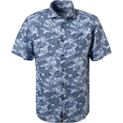 ETERNA Hemd 2459/WS72/17 Kurzarmhemd, Regular Fit, Baumwolle, Mittelblau gemustert, Hellblau