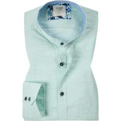 OLYMP Casual Level Five Body Fit 3003/74/45 Hemd, Baumwolle, Grün gestreift, Grün