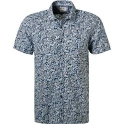 OLYMP Casual Level Five Body Fit 3011/72/18 Kurzarmhemd, Baumwolle, Marineblau gemustert, Marine