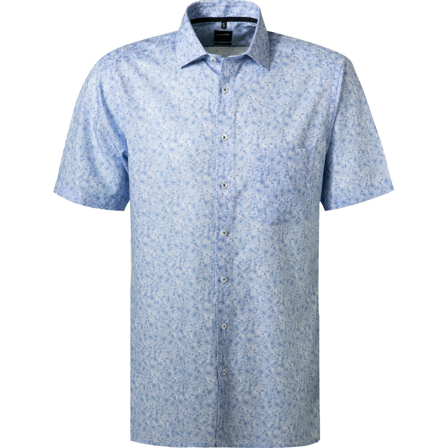 OLYMP Luxor Modern Fit 1211/72/11 Kurzarmhemd, Popeline, Bleu gemustert, Bleu 1 OLYMP Luxor Modern Fit 1211/72/11 Kurzarmhemd, Popeline, Bleu gemustert, Bleu