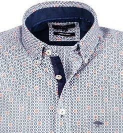 Fynch-Hatton Hemd 1121 8141/8143 Kurzarmhemd, Casual Fit, Baumwolle, Blau-orange gemustert, Blau-orange -hemdenverkauf 369600 norm2