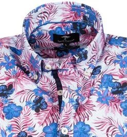 Fynch-Hatton Hemd 1121 8161/8160 Kurzarmhemd, Casual Fit, Baumwolle, Blau-pink gemustert, Blau-pink -hemdenverkauf 369605 norm2