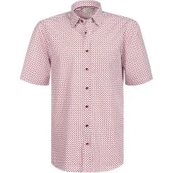 Haupt Hemd 7112828220/40407 Kurzarmhemd, Regular Fit, Baumwolle, Rot-weiß gemustert, Rot-weiß