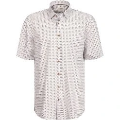 Haupt Hemd 7112828220/40804 Kurzarmhemd, Regular Fit, Baumwolle, Greige-weiß gemustert, Greige-weiß