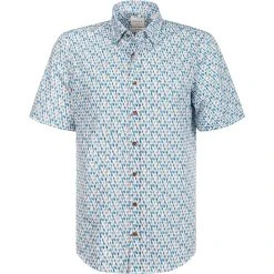 Haupt Hemd 71128218275/40702 Kurzarmhemd, Modern Fit, Baumwolle, Türkis gemustert, Türkis