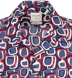 Haupt Hemd 7112898283/40708 Kurzarmhemd, Regular Fit, Baumwolle, Navy-rot gemustert, Navy-rot-weiß -hemdenverkauf 369629 norm2