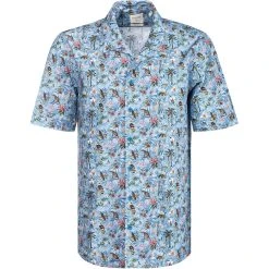 Haupt Hemd 7112898223/40703 Kurzarmhemd, Regular Fit, Baumwolle, Blau gemustert, Blau