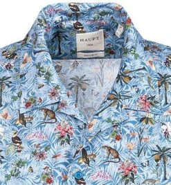 Haupt Hemd 7112898223/40703 Kurzarmhemd, Regular Fit, Baumwolle, Blau gemustert, Blau -hemdenverkauf 369632 norm2
