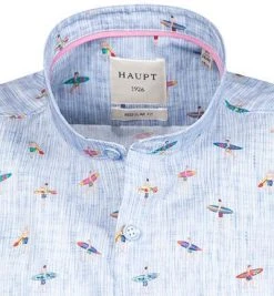 Haupt Hemd 7112818267/40701 Kurzarmhemd, Regular Fit, Baumwolle, Blau gemustert, Blau -hemdenverkauf 369635 norm2