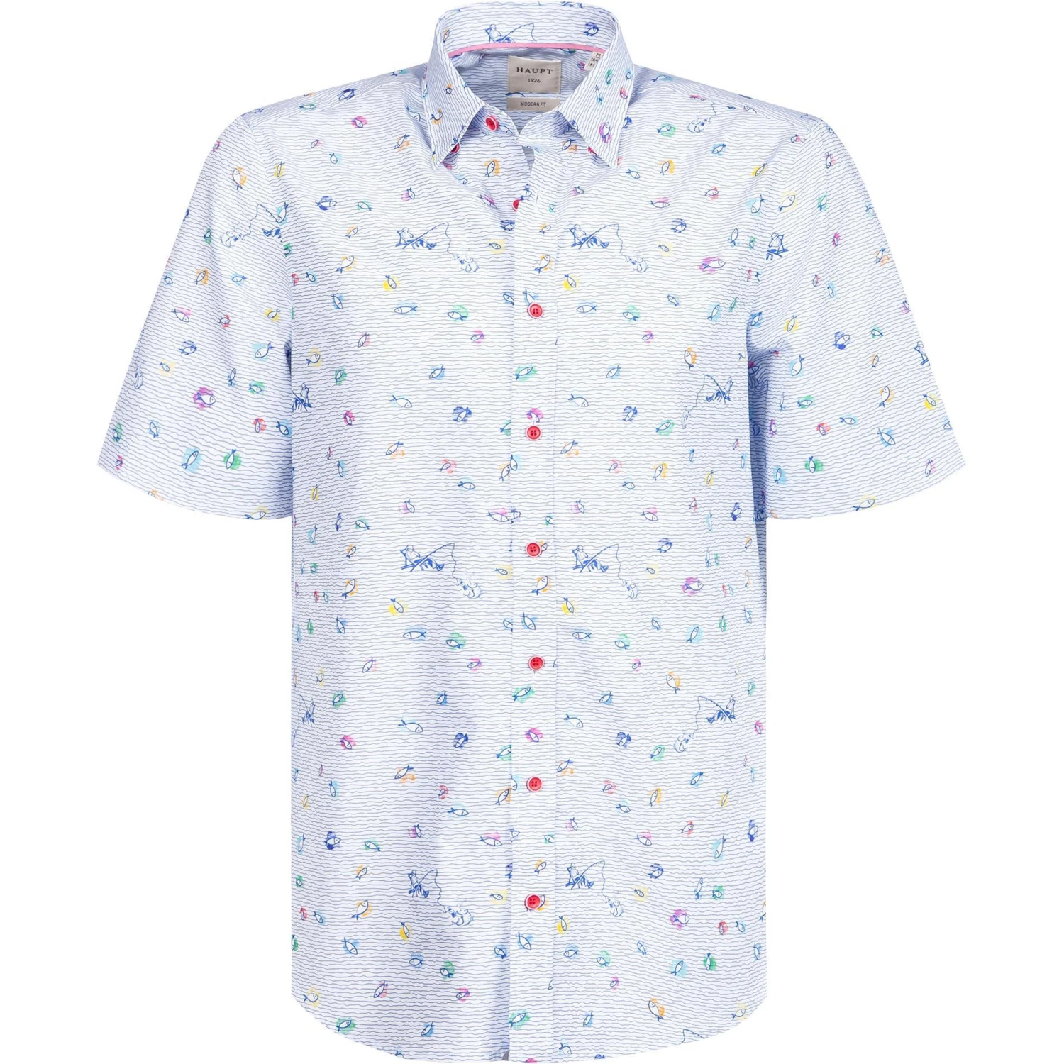 Haupt Hemd 71128218270/40701 Kurzarmhemd, Modern Fit, Baumwolle, Blau-weiß gemustert, Jeansblau-weiß 1 Haupt Hemd 71128218270/40701 Kurzarmhemd, Modern Fit, Baumwolle, Blau-weiß gemustert, Jeansblau-weiß