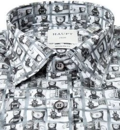 Haupt Hemd 71120218303/40108 Modern Fit, Baumwolle, Grau-weiß gemustert, Schwarz-weiß -hemdenverkauf 369648 norm2