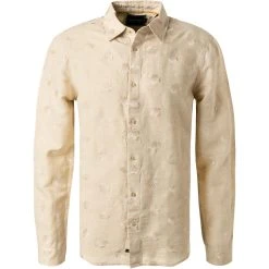 Scotch & Soda Hemd 160786/0217 Relaxed Fit, Leinen, Hellbeige gemustert, Hellbeige