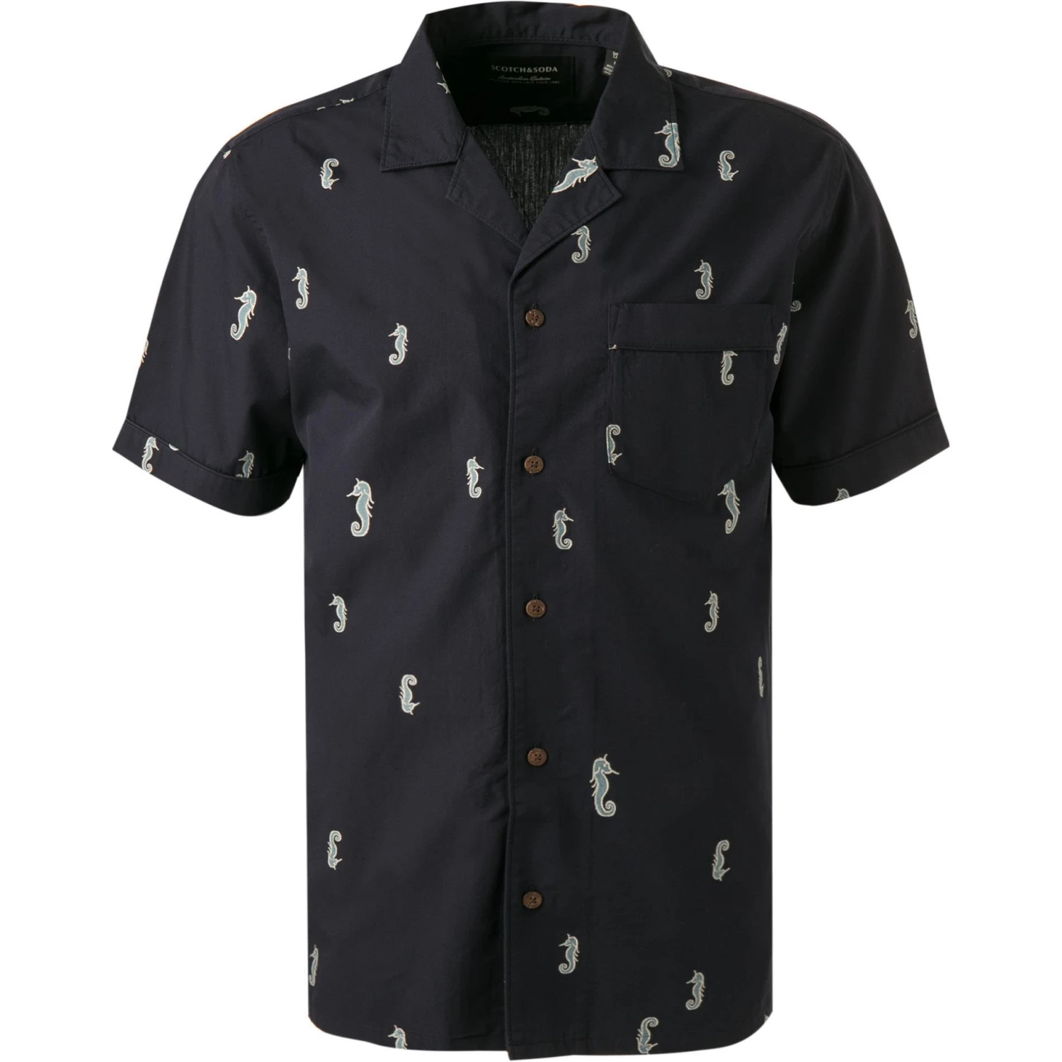 Scotch & Soda Hemd 160796/0217 Kurzarmhemd, Baumwolle, Nachtblau 1 Scotch & Soda Hemd 160796/0217 Kurzarmhemd, Baumwolle, Nachtblau