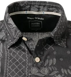 Marc O'Polo Hemd 124 7368 41152/F92 Kurzarmhemd, Regular Fit, Baumwolle, Nachtblau-grau gemustert, Dunkelblau -hemdenverkauf 369946 norm2