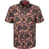 HUGO Hemd Ebor 50454371/239 Kurzarmhemd, Straight Fit, Baumwolle, Hellbraun gemustert, Hellbraun