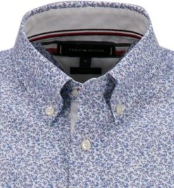 Tommy Hilfiger Hemd MW0MW18873/0K4 Kurzarmhemd, Regular Fit, Popeline, Weiß-blau gemustert, Hellblau-weiß -hemdenverkauf 370066 norm2