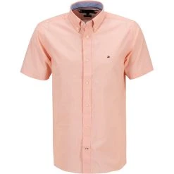 Tommy Hilfiger Hemd MW0MW18870/SO2 Kurzarmhemd, Regular Fit, Popeline, Orange meliert, Rosa