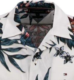 Tommy Hilfiger Hemd MW0MW18875/0K4 Kurzarmhemd, Popeline, Ecru-graublau gemustert, Weiß-grün -hemdenverkauf 370073 norm2