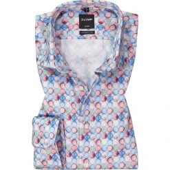 OLYMP Luxor Modern Fit 69EL 1219/79/35 Hemd, Baumwolle, Extra langer Arm, Blau-rot, Rot