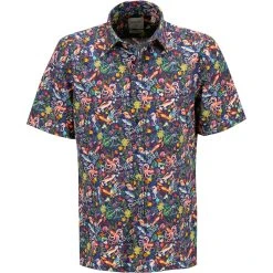 Haupt Hemd 71129018284/40709 Kurzarmhemd, Modern Fit, Popeline, Nachtblau-multicolor gemustert, Nachtblau