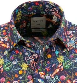 Haupt Hemd 71129018284/40709 Kurzarmhemd, Modern Fit, Popeline, Nachtblau-multicolor gemustert, Nachtblau -hemdenverkauf 370130 norm2