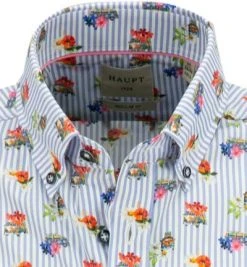 Haupt Hemd 7112838269/20701 Kurzarmhemd, Regular Fit, Popeline, Hellblau-multicolor gemustert, Hellblau -hemdenverkauf 370132 norm2