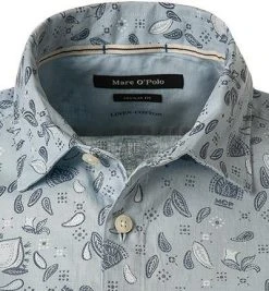 Marc O'Polo Hemd 124 7354 41152/I87 Kurzarmhemd, Regular Fit, Leinen, Hellblau gemustert, Marine -hemdenverkauf 370134 norm2