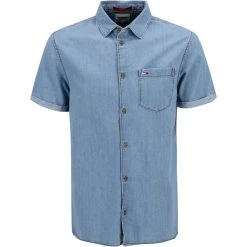 TOMMY JEANS Jeanshemd DM0DM10880/1AB Classic Fit, Bio Baumwolle, Jeansblau