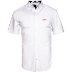 BOSS Hemd Biadia 50452428/100 Kurzarmhemd, Regular Fit, Baumwolle, Weiß