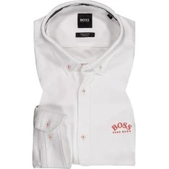 BOSS Hemd Biado 50452429/100 Regular Fit, Baumwolle, Weiß meliert, Weiß