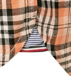 Tommy Hilfiger Hemd MW0MW17654/0PP Kurzarmhemd, Regular Fit, Leinen-Baumwolle, Lachs-schwarz kariert, Lachs -hemdenverkauf 370273 norm3