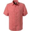 Haupt Hemd 71129018300/10405 Kurzarmhemd, Modern Fit, Leinen, Rot meliert, Rot