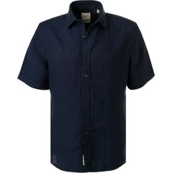 Haupt Hemd 71129018300/10706 Kurzarmhemd, Modern Fit, Leinen, Navy