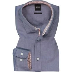 BOSS Hemd Ronni 50453000/410 Slim Fit, Baumwolle, Navy meliert, Navy
