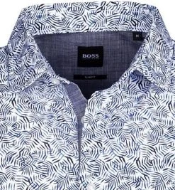 BOSS Hemd Magneton 50453296/428 Kurzarmhemd, Slim Fit, Baumwolle, Mittelblau gemustert, Mittelblau -hemdenverkauf 370418 norm2