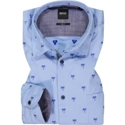 BOSS Hemd Magneton 50452862/492 Slim Fit, Baumwolle, Hellblau gemustert, Hellblau