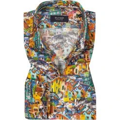 OLYMP Signature Tailored Fit 8540/74/11 Hemd, Baumwolle, Bleu gemustert, Bleu